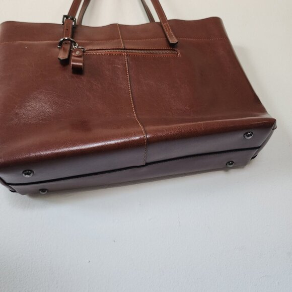 Kattee Leather Hobo Brown Bag Zip Close Leather - Picture 6 of 7